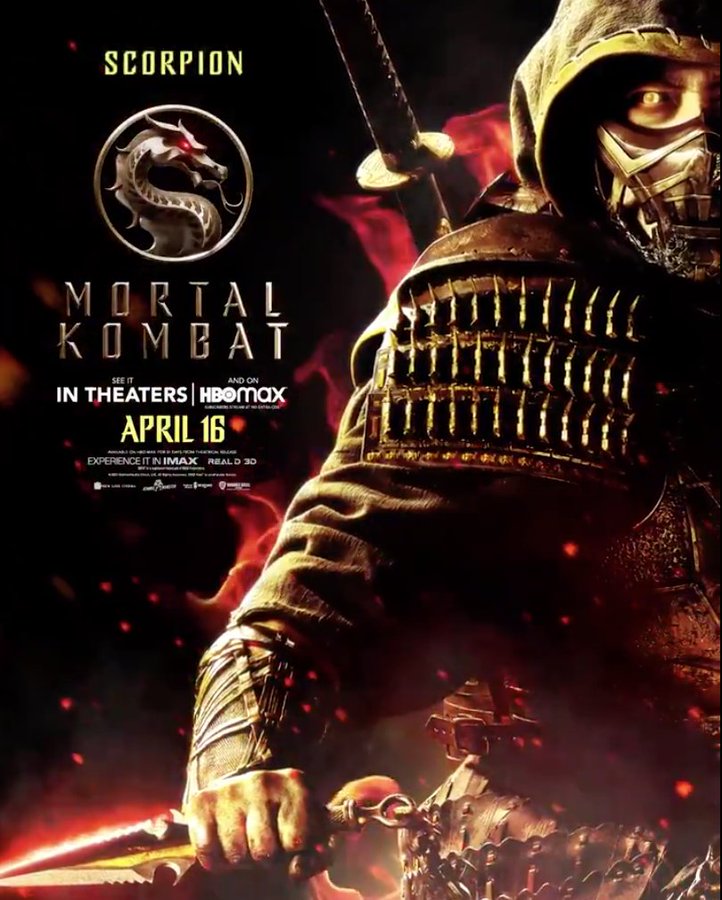 poster - Scorpion Mortal Kombat In Theaters Hbomax April 16 Experience It In Imax Reald 30