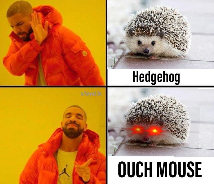 funny memes - drake meme - Hedgehog Ouch Mouse