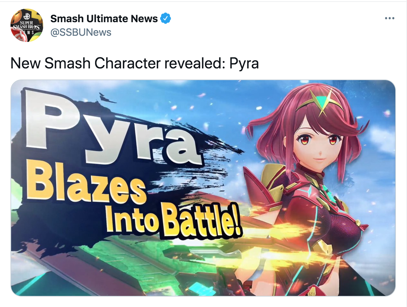 Pyra has been confirmed as the newest player in Smash. 