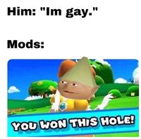 you lost this hole meme - Him "Im gay." Mods You Won This Hole!