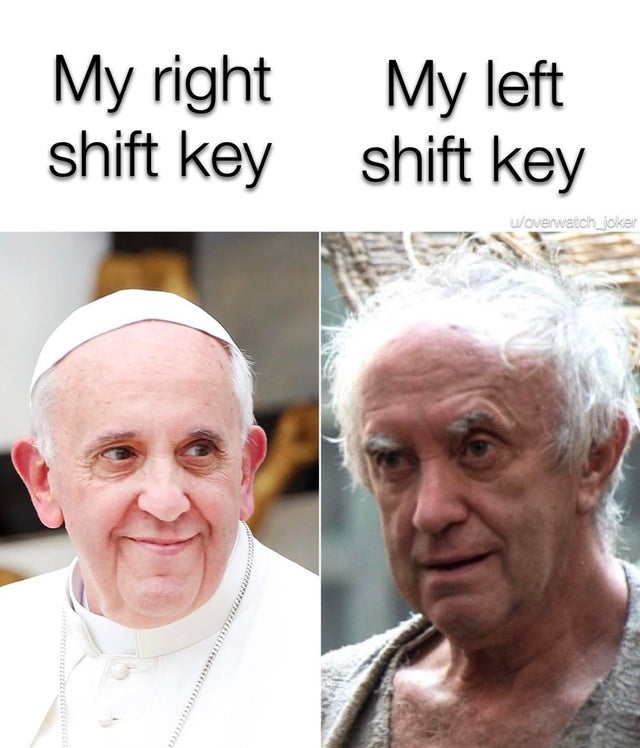 home office meme - My left My right shift key shift key uoverwatch_joker .