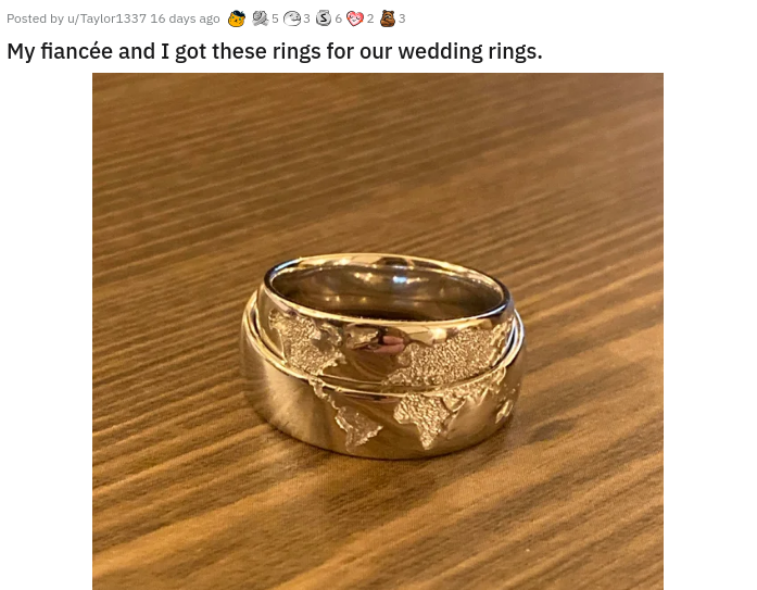 ring - Posted by uTaylor 1337 16 days ago 5336 My fiance and I got these rings for our wedding rings.