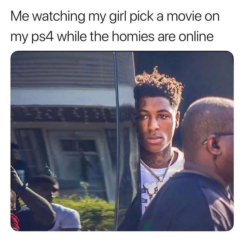 gaming memes - lil nas x and james charles meme - Me watching my girl pick a movie on my ps4 while the homies are online 939