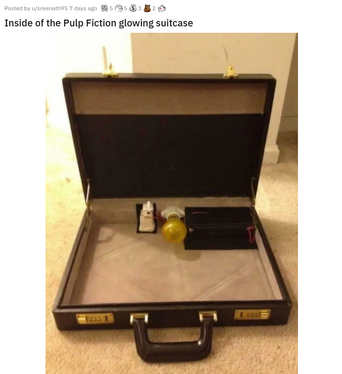 pulp fiction briefcase prop - Posted by usreenath95 7 days ago 5 5 Inside of the Pulp Fiction glowing suitcase