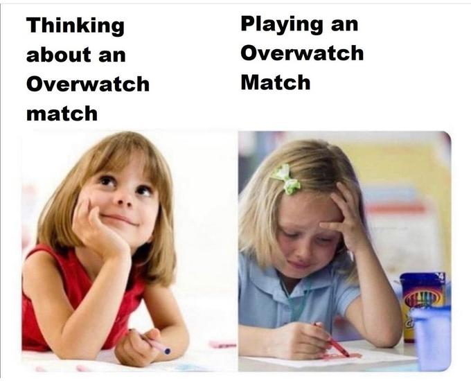 gaming memes - got7 tweets - Thinking about an Overwatch match Playing an Overwatch Match
