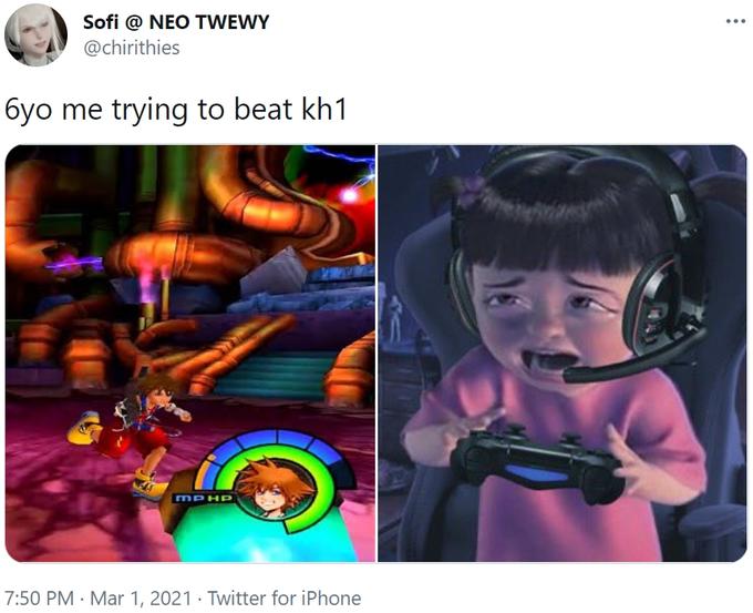 gaming memes - toddler - ... Sofi @ Neo Twewy 6yo me trying to beat kh1 Mphp . Twitter for iPhone