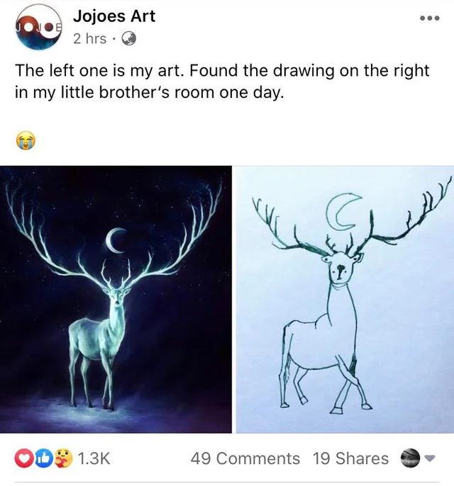 wholesome pics - The left one is my art. Found the drawing on the right in my little brother's room one day.