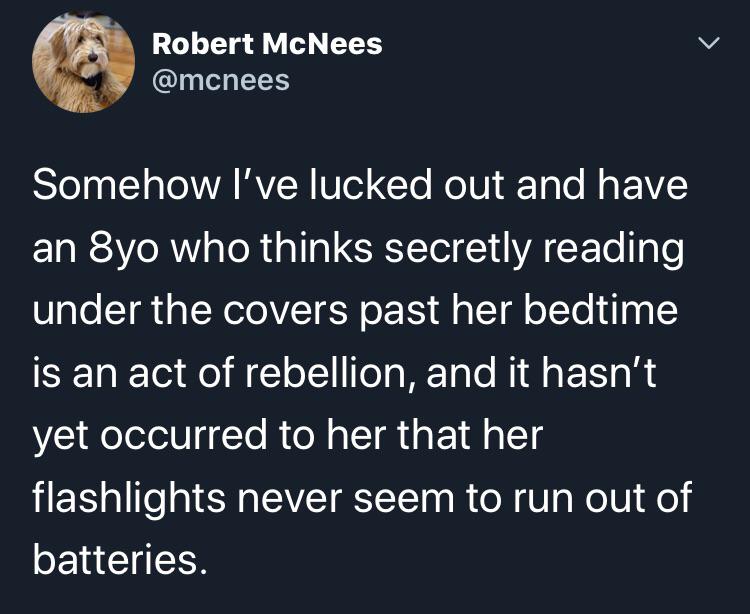 wholesome pics - Somehow I've lucked out and have an 8yo who thinks secretly reading under the covers past her bedtime is an act of rebellion, and it hasn't yet occurred to her that her flashlights never seem to run out of batteries.