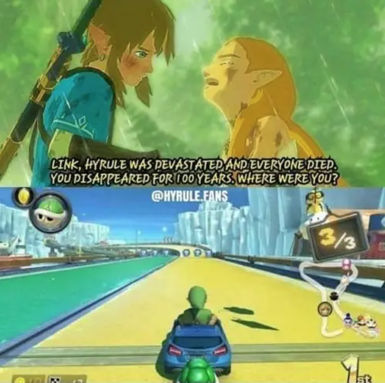 funny gaming memes - were you link - Link, Hyrule Was Devastated And Everyone Pied. You Disappeared For 100 Years. Where Were You? .Fans 313