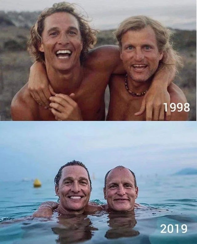 wholesome pics - woody harrelson and matthew mccoughnehey best friend photos
