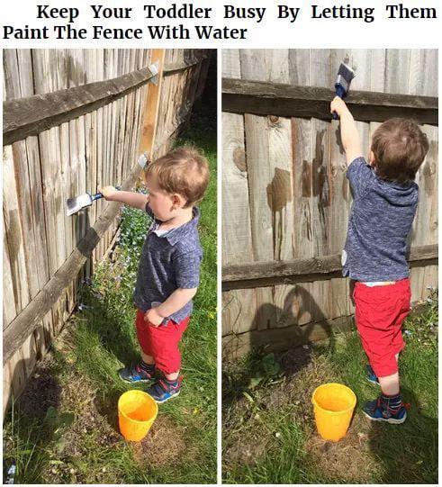 funny kid fails - Keep Your Toddler Busy By Letting Them Paint The Fence With Water