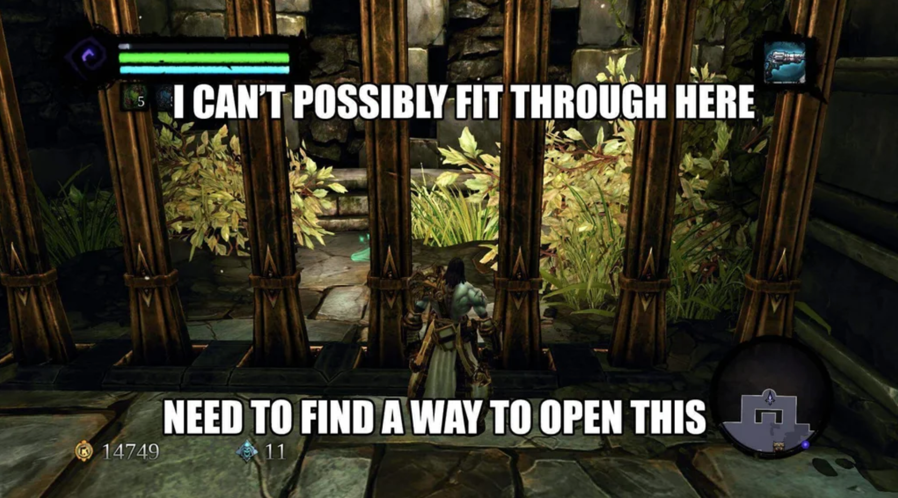 funny gaming memes - funny video game fails - I Can'T Possibly Fit Through Here Need To Find A Way To Open This 14749