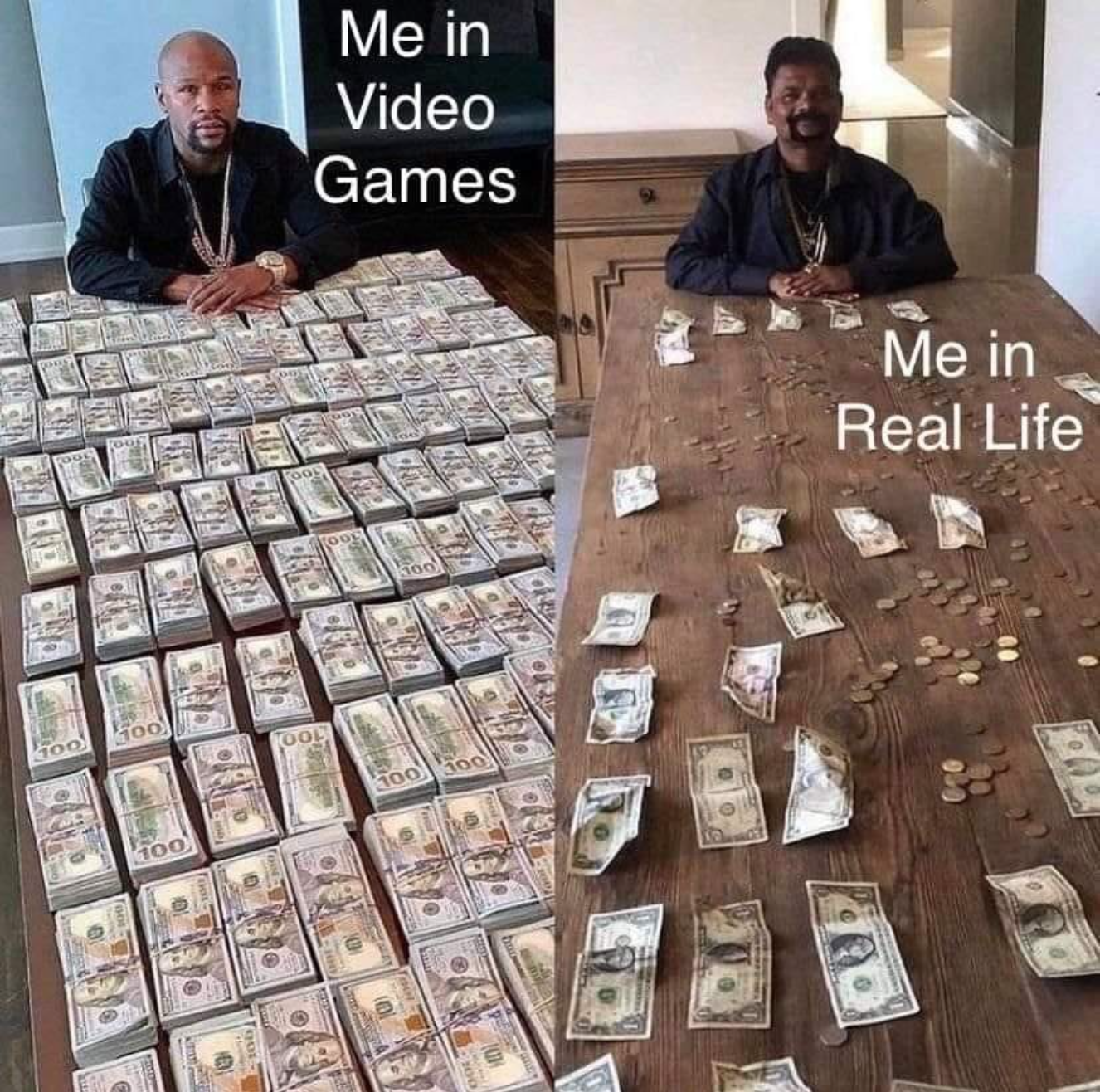 funny gaming memes - floyd mayweather watch collection - Me in Video Games Me in Real Life 10000 100