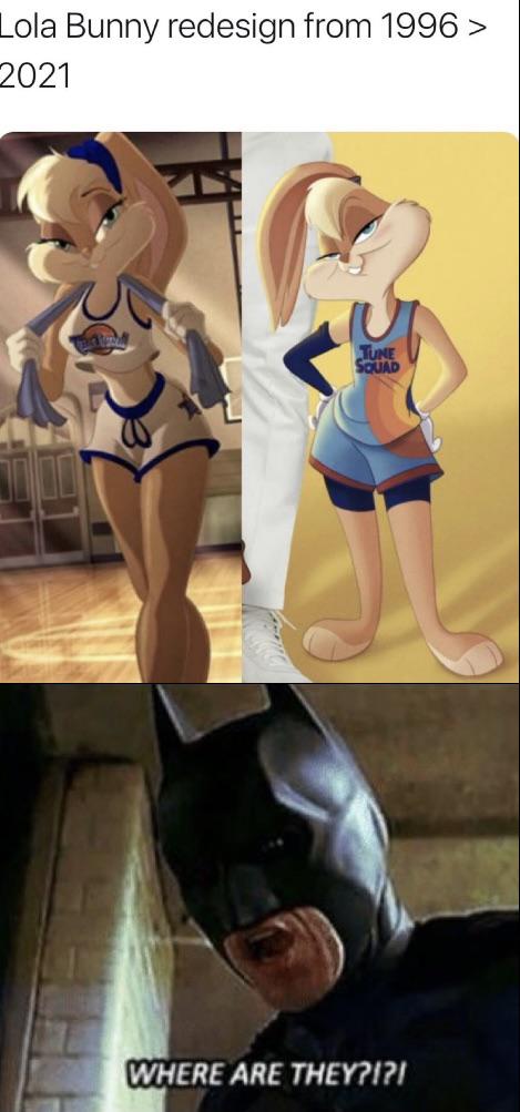 funny memes - Lola Bunny redesign from 1996 > 2021 - Where Are They?1?1