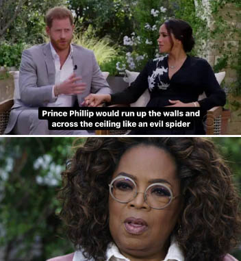 prince-harry-meghan-markle-oprah-interview-memes-tree - Prince Phillip would run up the walls and across the ceiling an evil spider