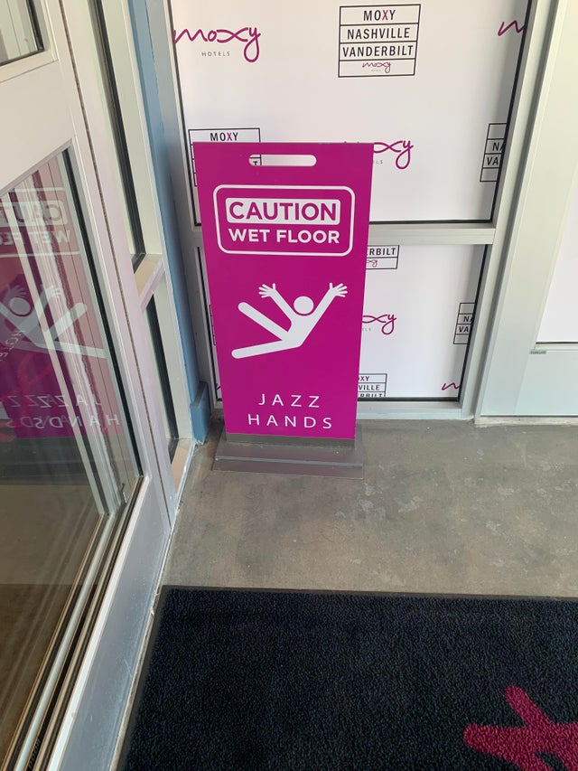 funny pics - Caution Wet Floor Jazz Hands