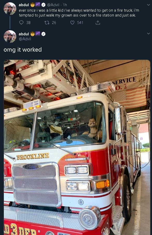 wholesome-pics-and-memes freddie mercury truck - abdul . 1h ever since i was a little kid i've always wanted to get on a fire truck. i'm tempted to just walk my grown ass over to a fire station and just ask. 22 26 541 38 abdul omg it worked Service 0.2 Br
