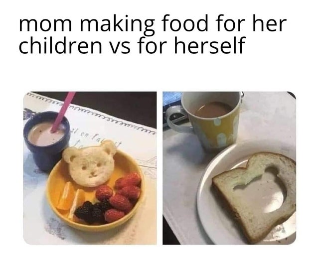 wholesome-pics-and-memes mom making food for her children vs - mom making food for her children vs for herself