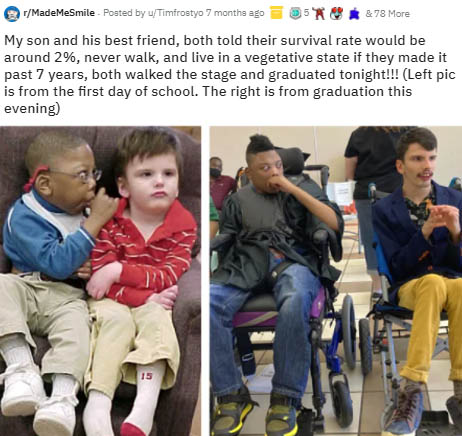wholesome-pics-and-memes odin frost jordon granberry - MadeMeSmile Posted by uTimfrostyo 7 months ago 5&78 More My son and his best friend, both told their survival rate would be around 2%, never walk, and live in a vegetative state if they made it past 7