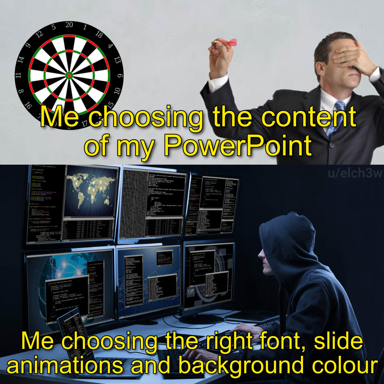 awesome pics and funny memes - darts - 20 Me choosing the content of my PowerPoint uelch3w Me choosing the right font, slide animations and background colour