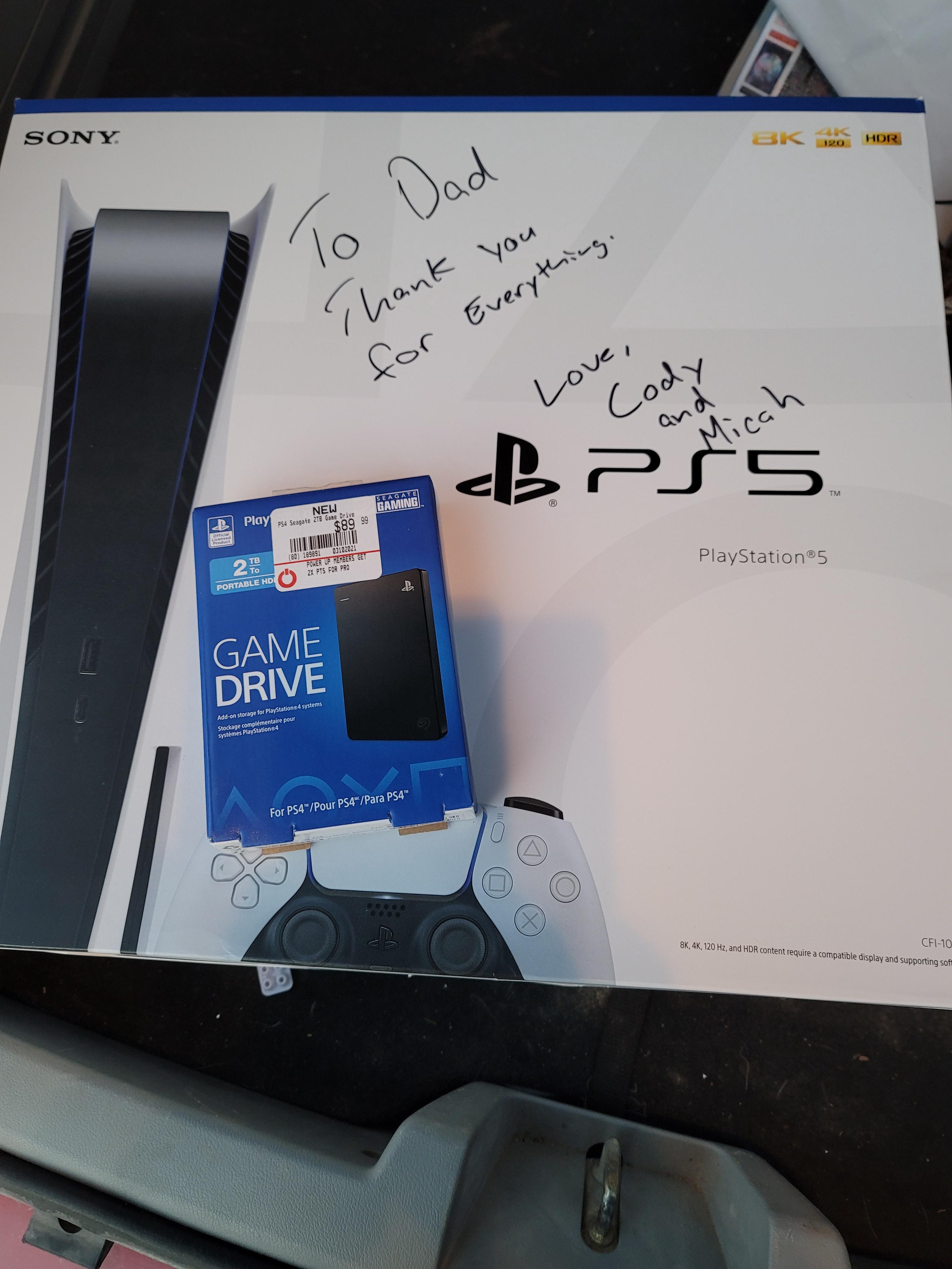 funny gaming memes - electronics - Sony To Dad Thank you for Everything Love, Cody Micah and Bps PlayStation Game Drive