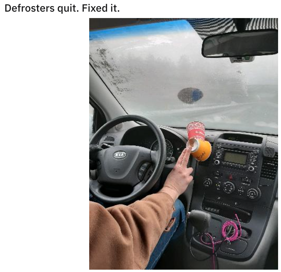 funny repair fails - steering wheel - Defrosters quit. Fixed it. Oc