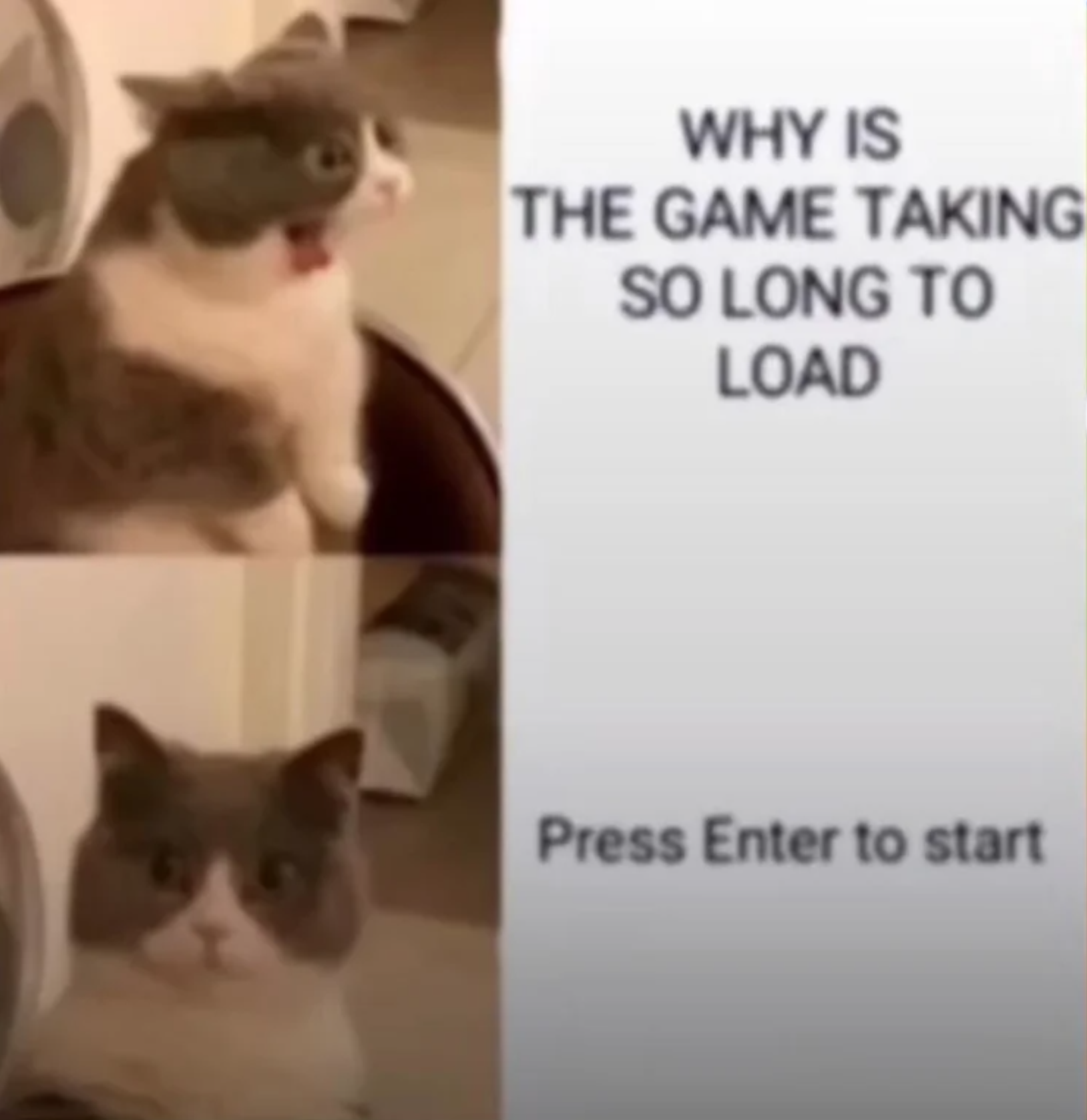funny gaming memes - photo caption - Why Is The Game Taking So Long To Load Press Enter to start