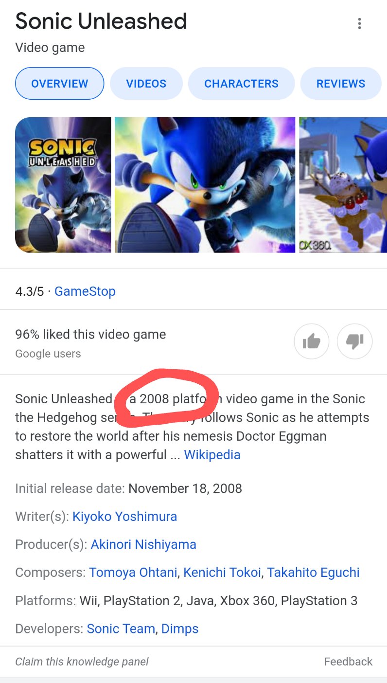 funny gaming memes  - web page - Sonic Unleashed Video game Overview Videos Characters Reviews Sonic Unleashed OX380. 4.35. GameStop 96% d this video game Google users Sonic Unleashed a 2008 platfo video game in the Sonic the Hedgehog sei s Sonic as he at