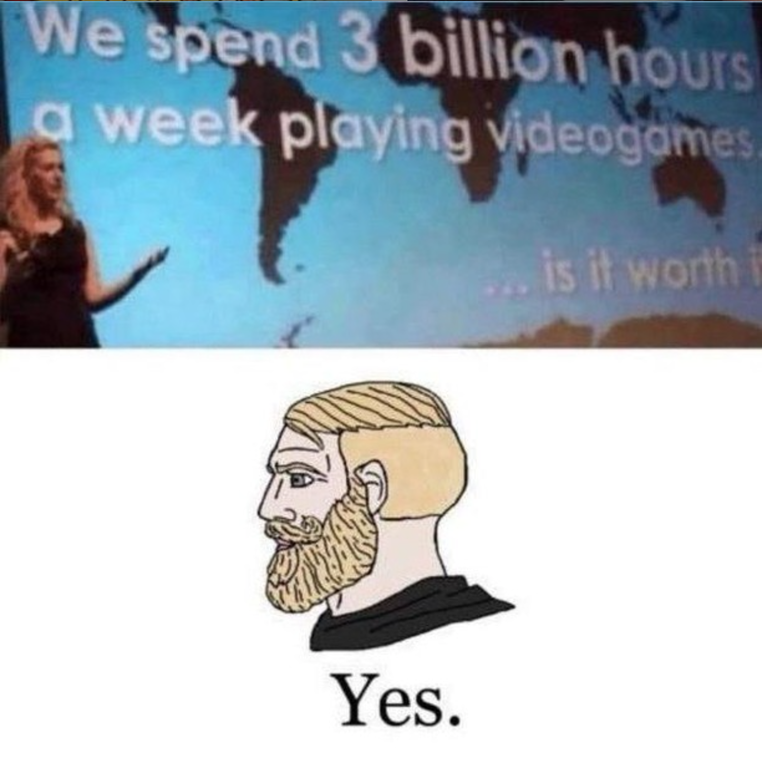 funny gaming memes  - we spend 3 billion hours a week playing video games is it worth it yes meem - We spend 3 billion hours a week playing videogames. is it worth Yes.