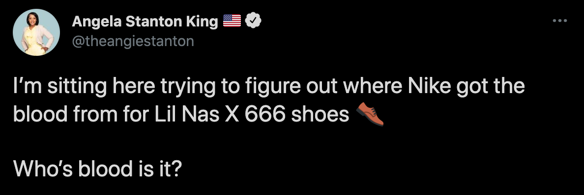 lil nas x nike satan shoes - I'm sitting here trying to figure out where Nike got the blood from for Lil Nas X 666 shoes Who's blood is it?