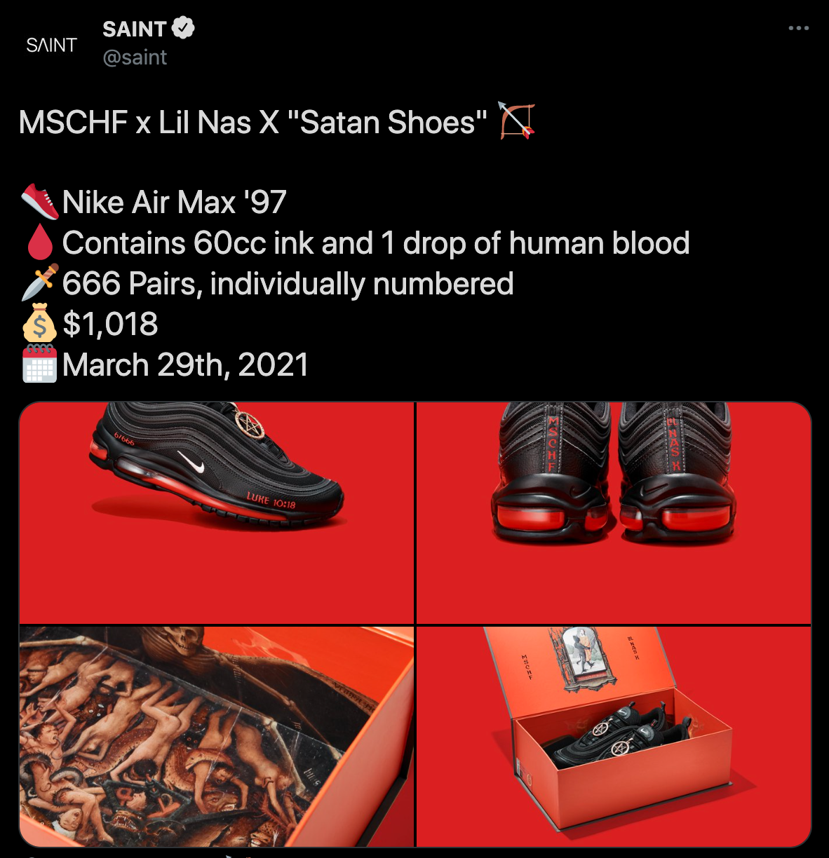 lil nas x nike satan shoes -- Saint Mschf x Lil Nas X satan shoes nikes