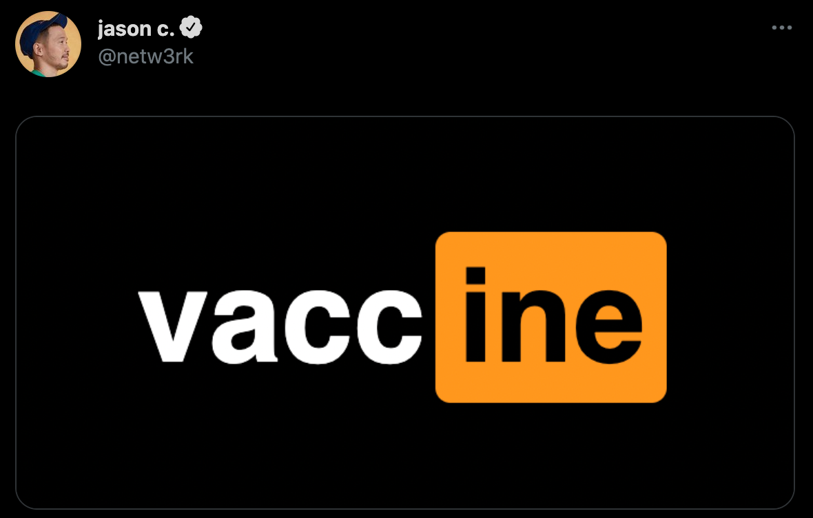 funny twitter jokes - vaccine written as pornhub logo