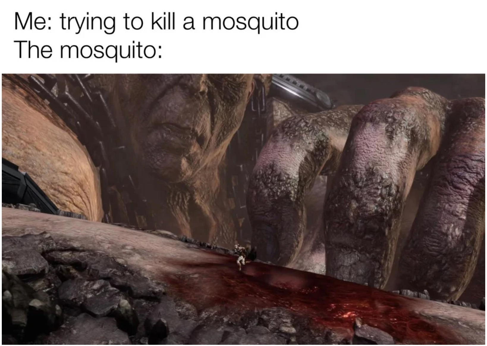 funny gaming memes - photo caption - Me trying to kill a mosquito The mosquito