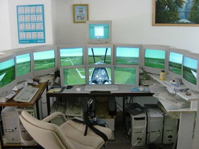 funny gaming memes - flight simulator monitors