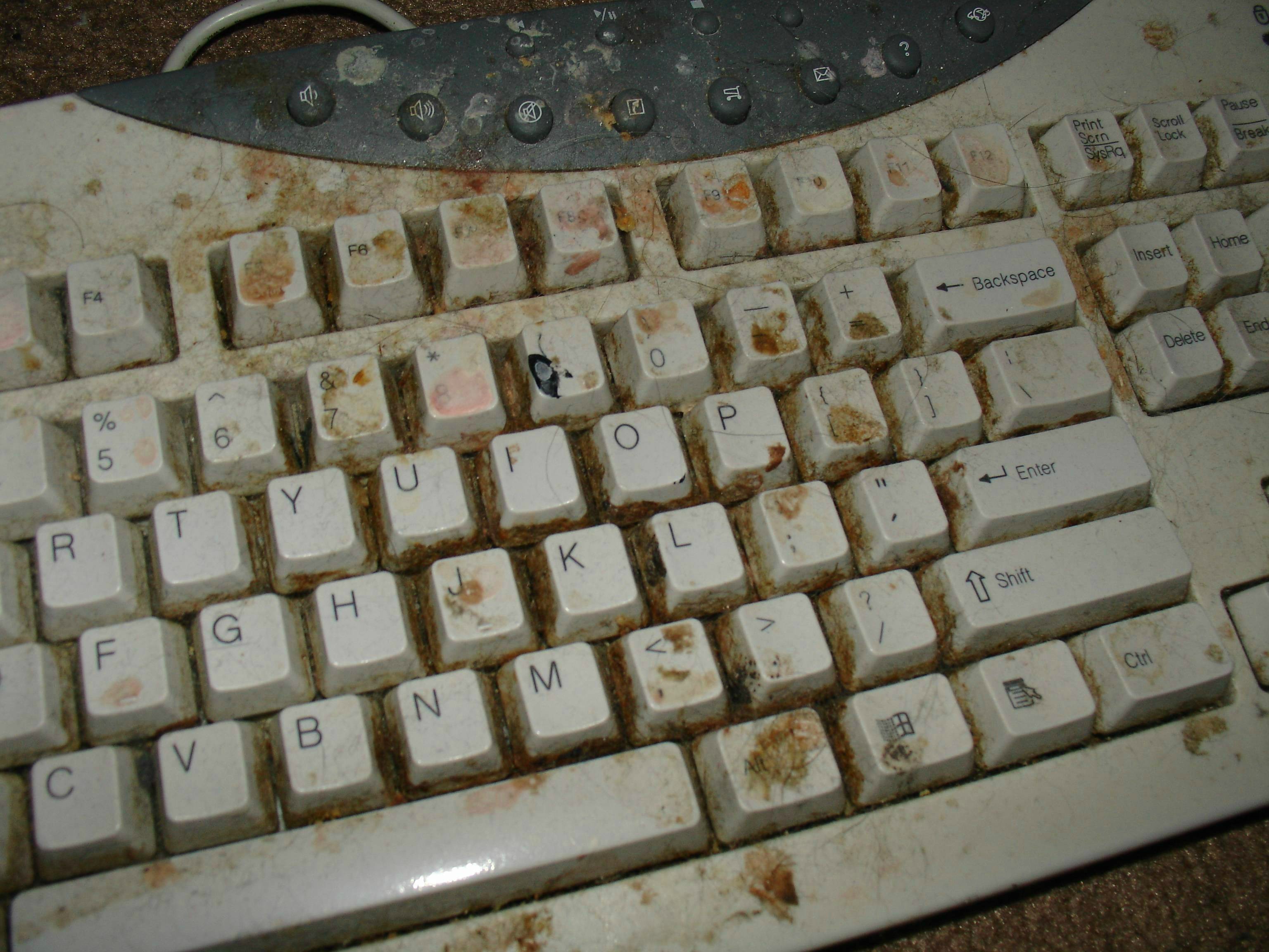 sad and disgusting gamer rigs - crusty keyboard - F Home De % o 5 F U Y T R Il K. H G F Cm M Bn V