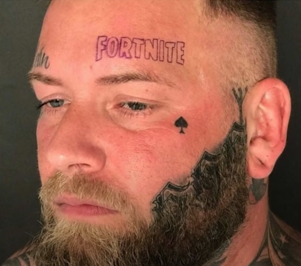 terrible gamer tattoos beard - th Fortnite