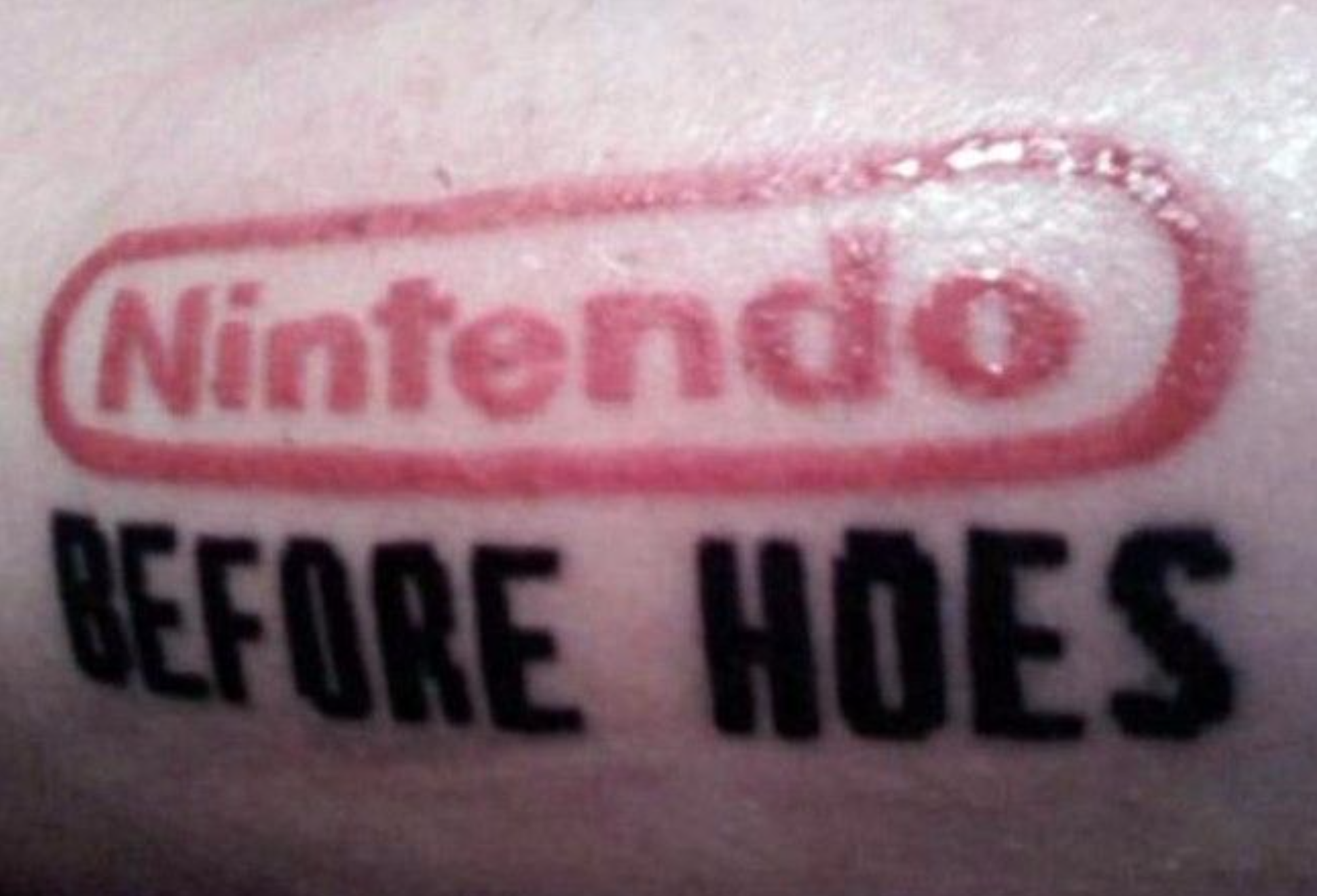 terrible gamer tattoos gaming tattoos - Nintendo Before Hoes