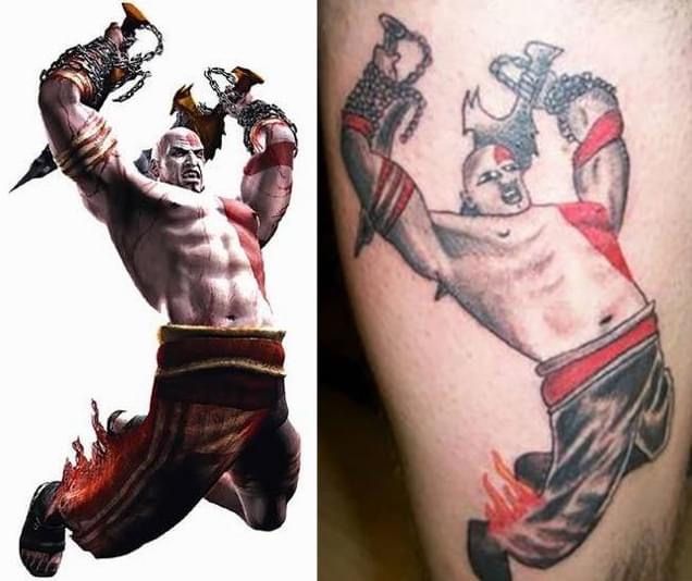 terrible gamer tattoos god of war tattoo