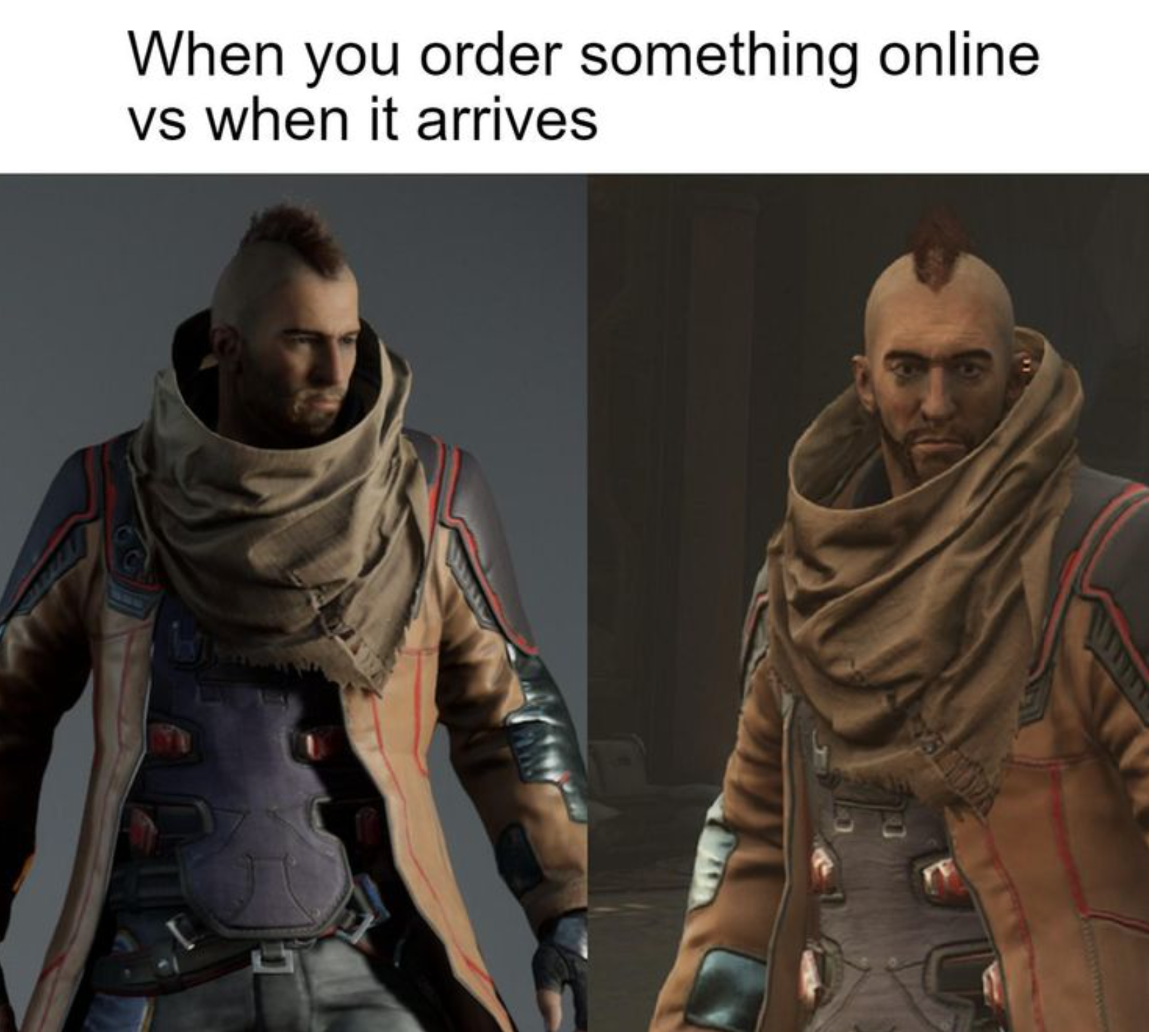 Outriders Memes - outriders character - When you order something online vs when it arrives