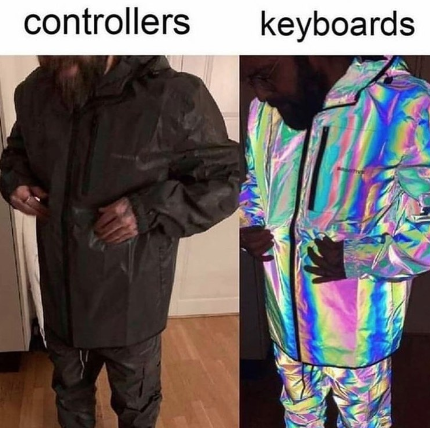 funny gaming memes - fully reflective iridescent rain set - controllers keyboards