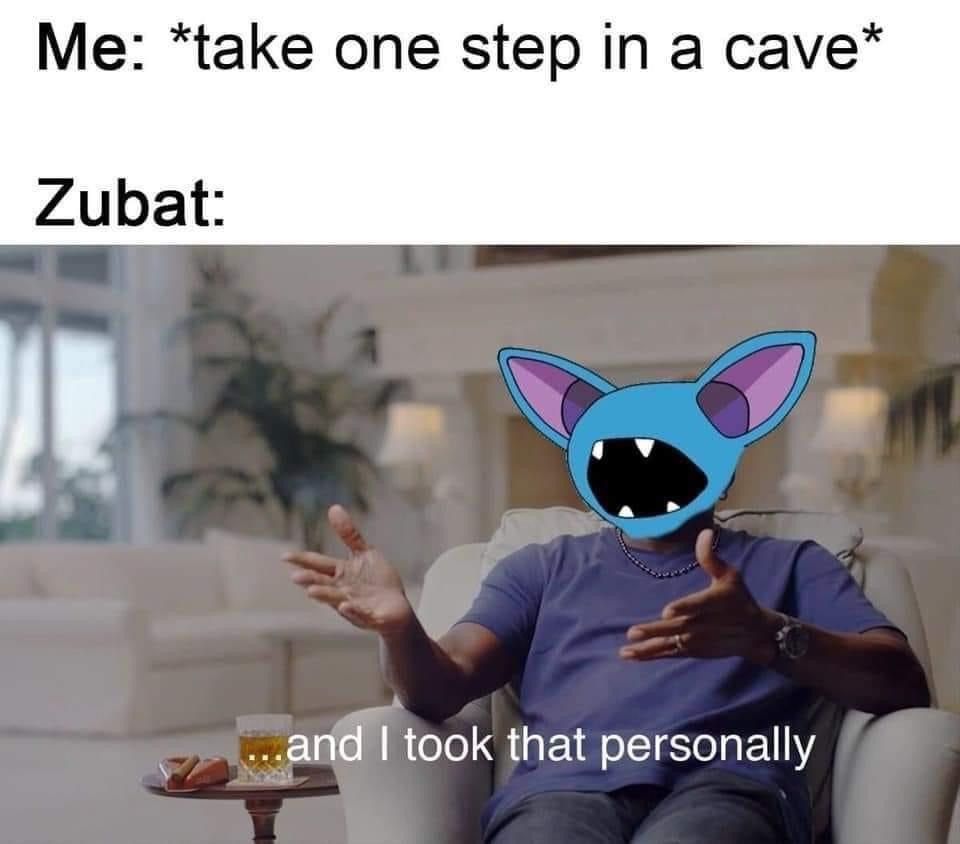 funny gaming memes - took it personal lebron - Me take one step in a cave Zubat ...and I took that personally