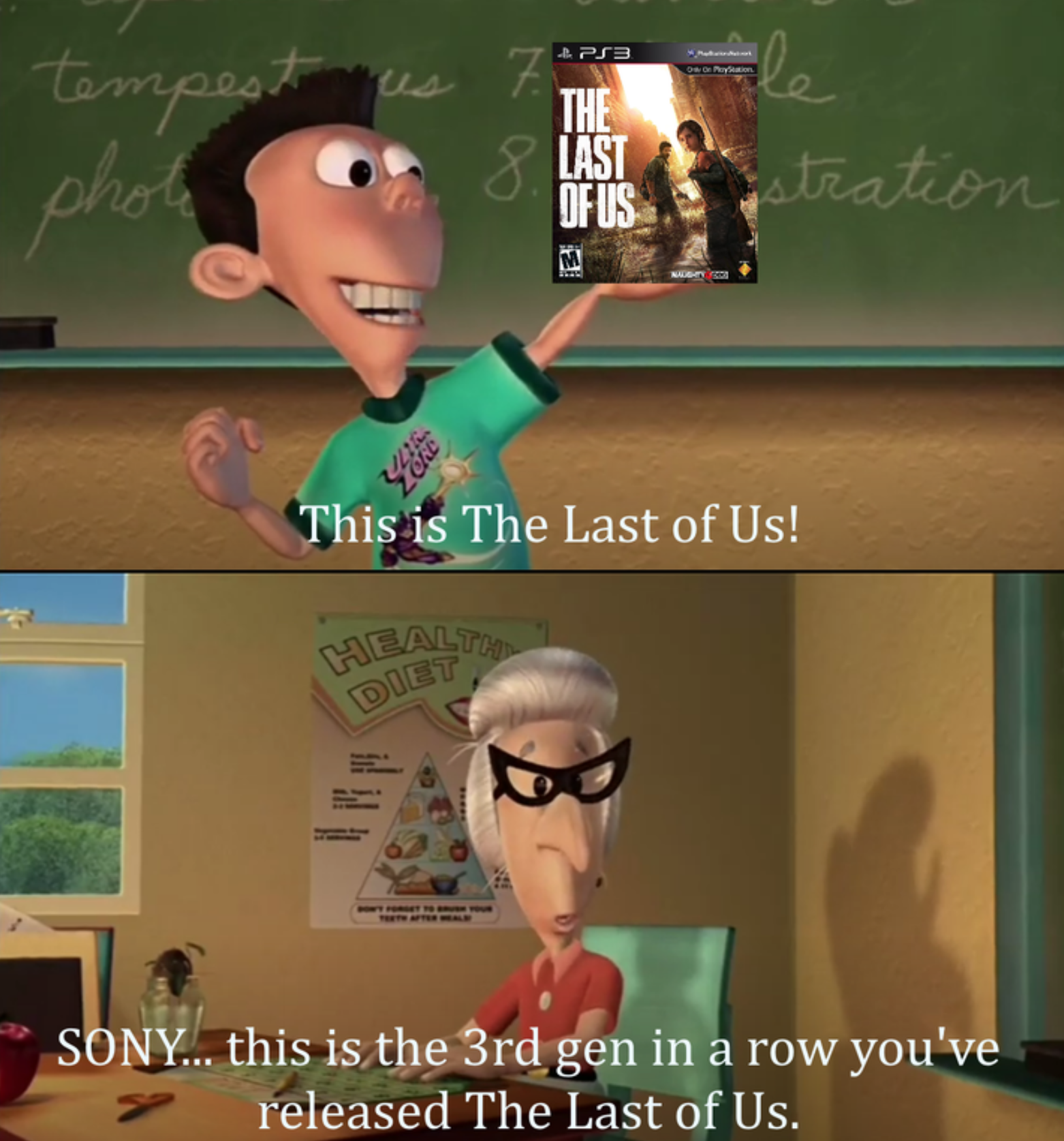 funny gaming memes - jimmy neutron memes - tempest 74 The Ele pholy 8 Last stration Of Us This is The Last of Us! Healt Diet Sony... this is the 3rd gen in a row you've released The Last of Us.