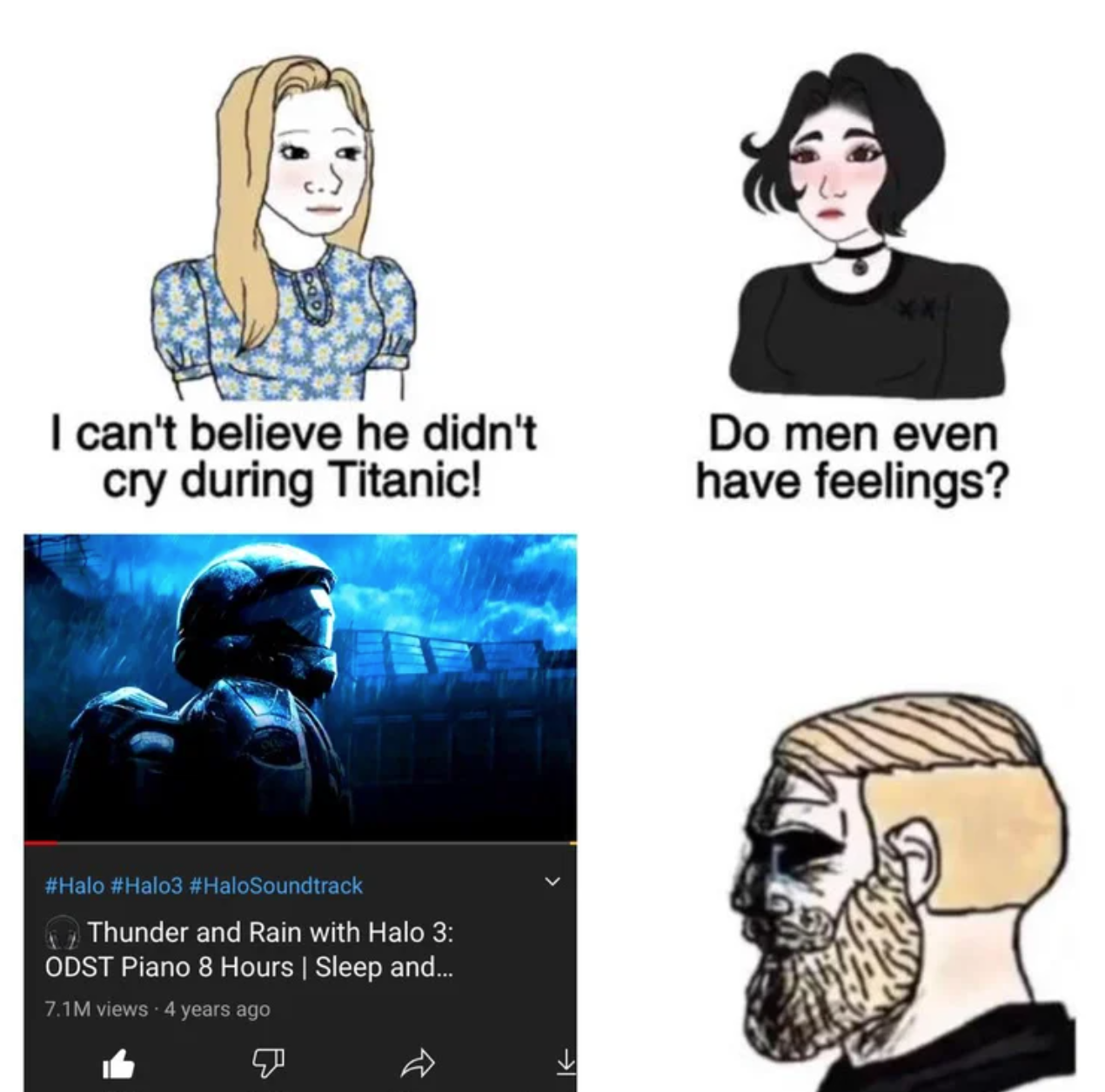 funny gaming memes  - can t believe he didn t cry - I can't believe he didn't cry during Titanic! Do men even have feelings? Halo HaloSoundtrack Thunder and Rain with Halo 3 Odst Piano 8 Hours Sleep and... 7.1M views 4 years ago