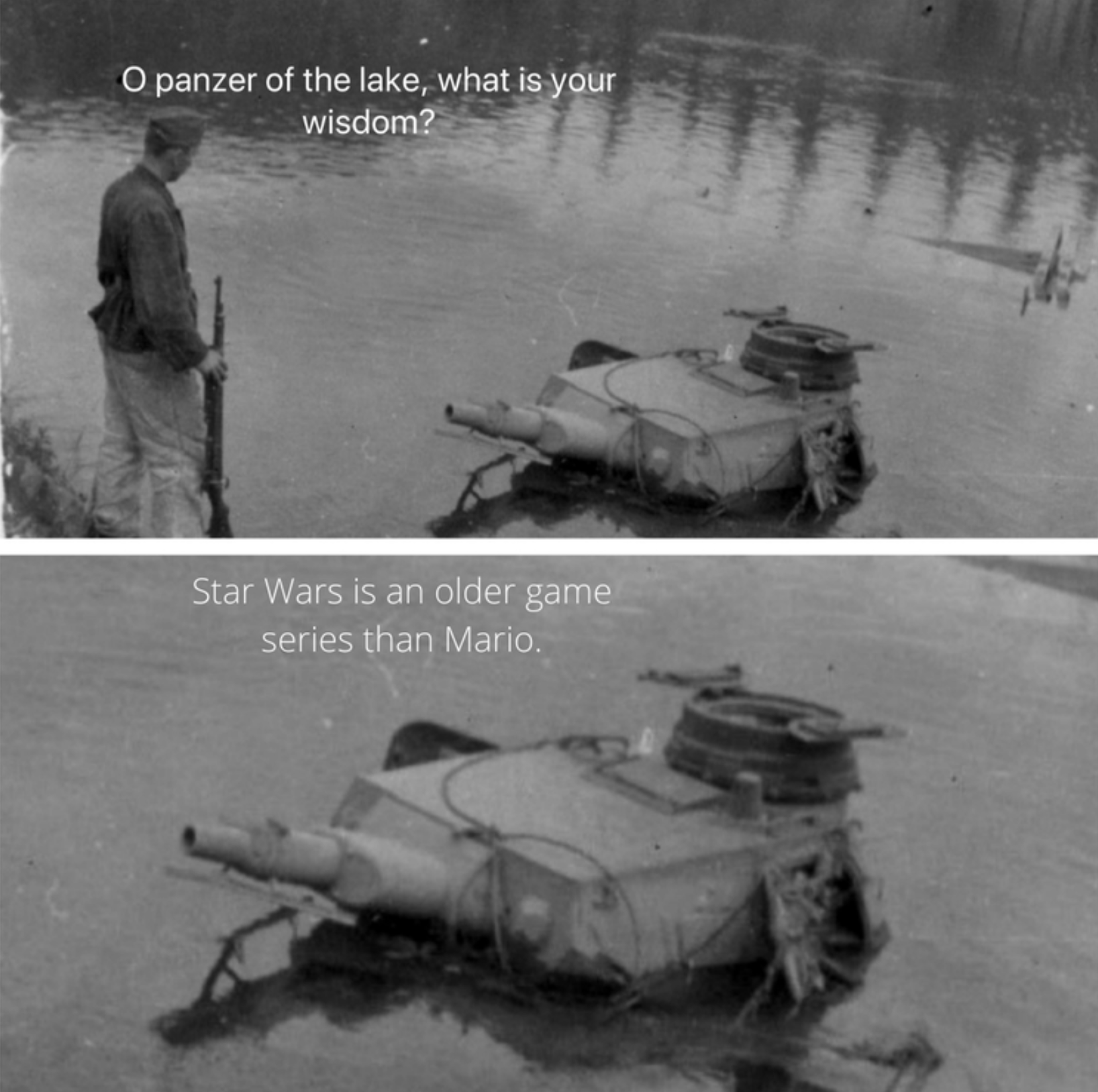 funny gaming memes  - o panzer of the lake - O panzer of the lake, what is your wisdom? Star Wars is an older game series than Mario