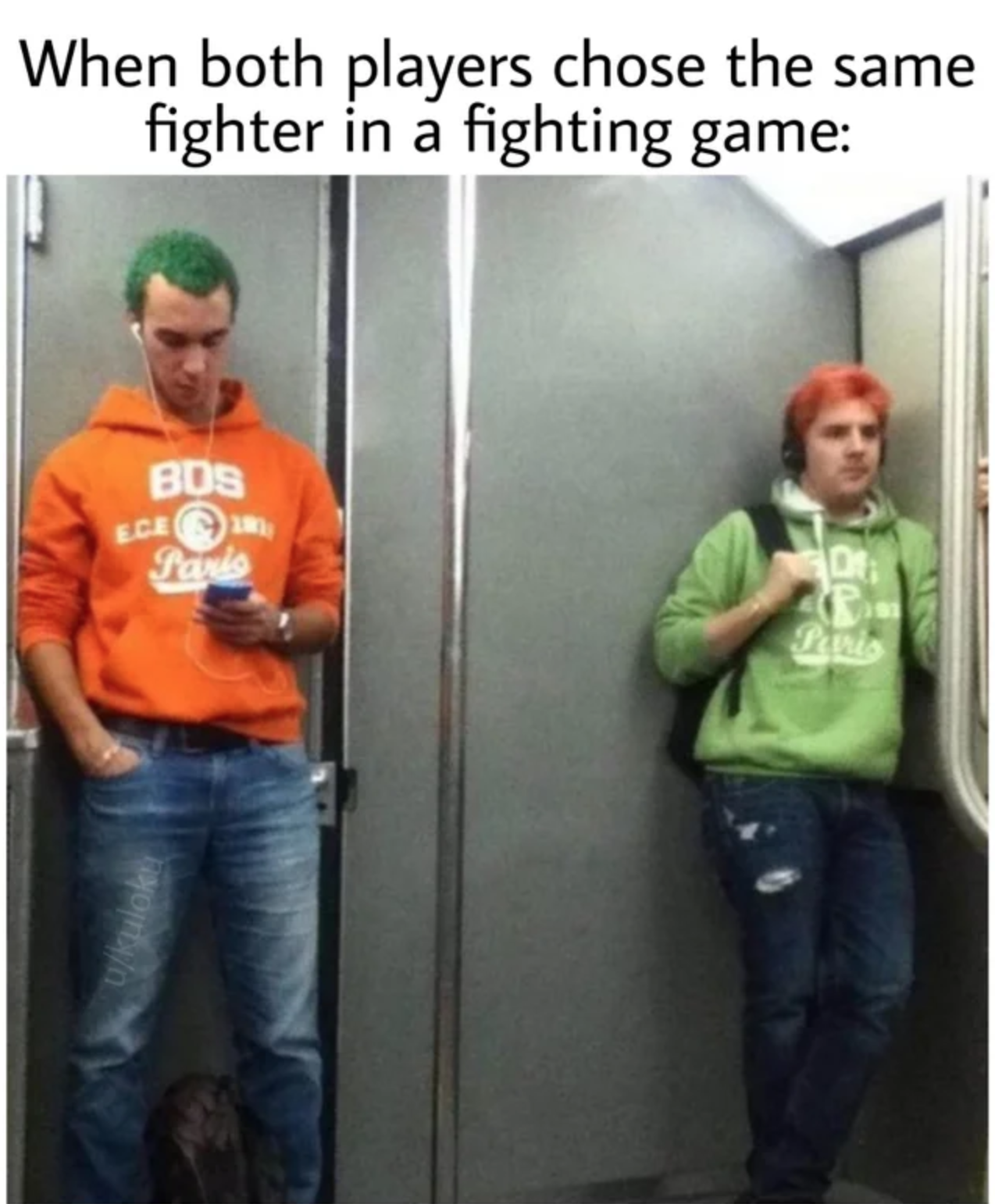 funny gaming memes - t shirt - When both players chose the same fighter in a fighting game Bds Fans Le