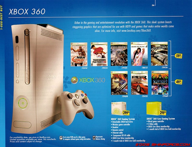 vintage gaming ads  - 2005 nostalgia - 36 Xbox 360 1888Best Buy Usher in the gaming and entertainment revolution with the Xbox 360. This sleek system boasts stoggering graphics that are optimized for use with Hdtv and games that make entire worlds come al