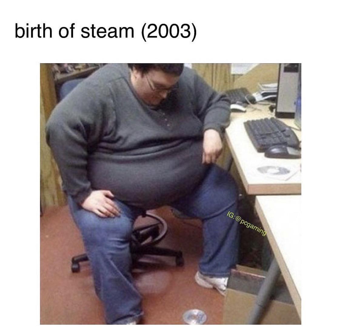 funny gaming memes - invention of steam meme - birth of steam 2003 Ig