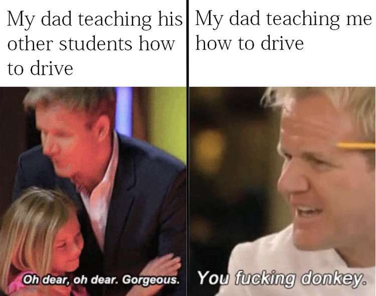 avatar the last airbender memes - My dad teaching his My dad teaching me other students how how to drive to drive Oh dear, oh dear. Gorgeous. You fucking donkey.