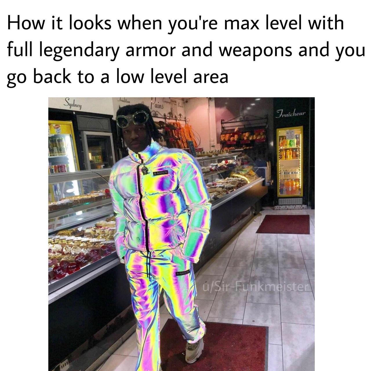 funny gaming memes - obama drip - How it looks when you're max level with full legendary armor and weapons and you go back to a low level area Jradita Sydney Pains Fracheur RNation SirFunkmeister