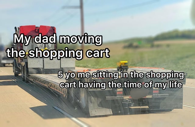 wholesome memes - vehicle - My dad moving the shopping cart 5 yo me sitting in the shopping cart having the time of my life